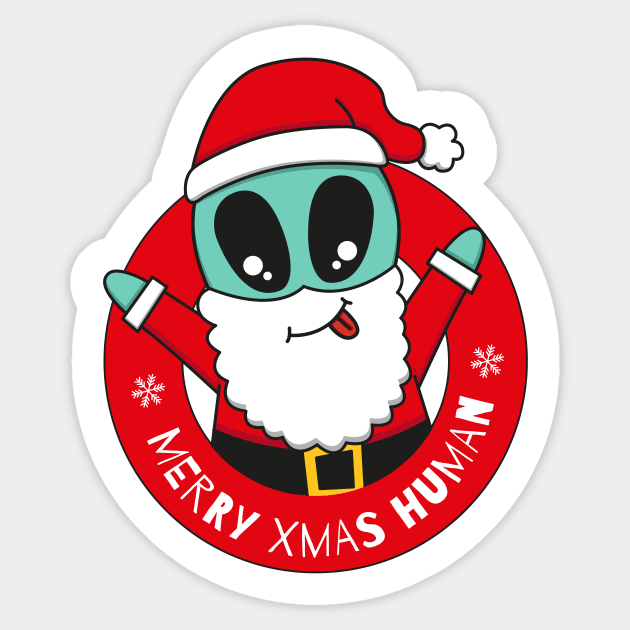 Alien Santa Claus Sticker by Riczdodo